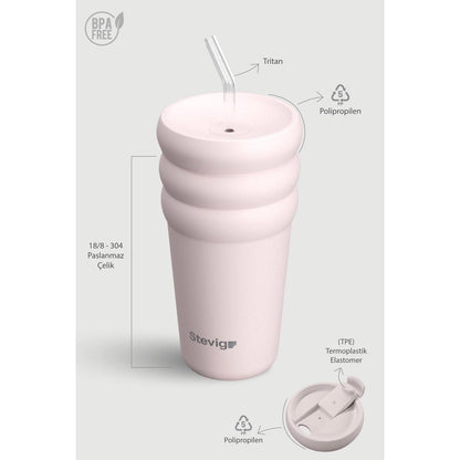 Stevig Bubble Stainless Steel Thermos in Soft Quartz 600 ml