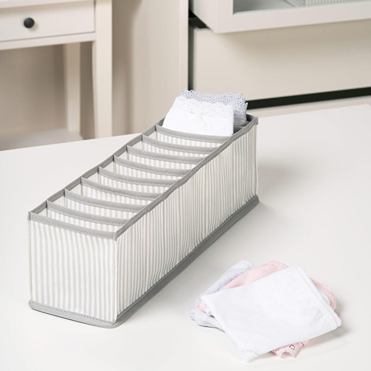 Ocean Home Drawer Organizer - 16.34 x 4.33 x 4.72 inches, Stylish Gray Striped Design for Home Organization