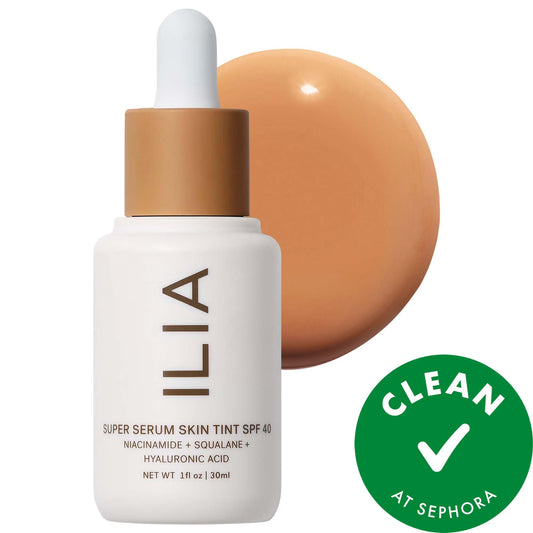 ILIA Super Serum Skin Tint SPF 40: Dewy, Light Coverage Foundation with Hyaluronic Acid & Squalane - Vegan, Cruelty-Free & Mineral Sunscreen