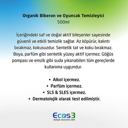 Ecos3 Organic Baby Bottle & Toy Cleaner 500ml - Natural, Vegan Certified, Fragrance-Free