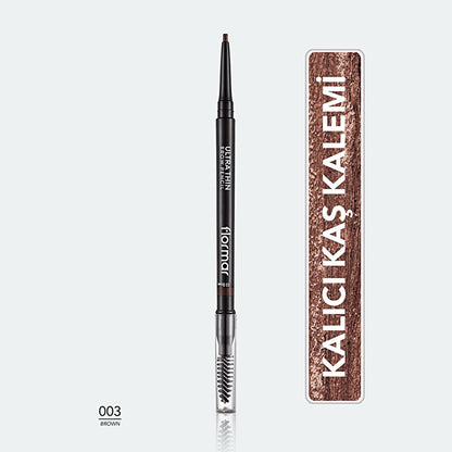 Flormar Ultra Thin Eyebrow Pencil - Waterproof, Long-Lasting, Precision Tip & Brow Brush - Eyebrow Makeup for Natural Look