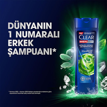 Clear Men: Advanced Anti-Dandruff Shampoo for Men - Cedarwood Eucalyptus - Itchy & Oily Scalp Relief - 48H Freshness