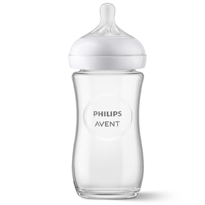 Philips Avent Natural Response Glass Baby Bottle, 8 oz: Anti-Colic, Slow Flow, BPA-Free, Newborn Feeding