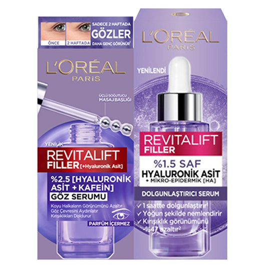 L'Oreal Revitalift: Hyaluronic Acid Anti-Aging Serum Set - Reduce Wrinkles, Dark Circles & Deeply Hydrate for Youthful Skin