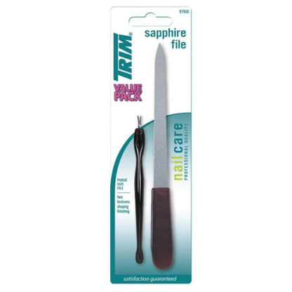 Trim Sapphire Nail File with Cuticle Pusher 1 pc