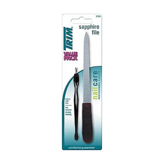 Trim Sapphire Nail File with Cuticle Pusher 1 pc