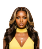 Brown Highlight 24' Transparent Luxurious Glueless HD Lace Frontal Body Wave Wig Closure Human Hair