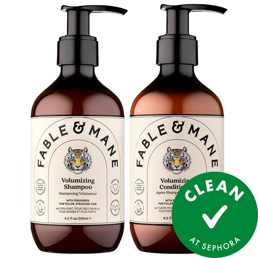 Fable & Mane Volumizing Shampoo and Conditioner Set: Fuller Hair, Healthy Growth, Cruelty-Free & Color Safe