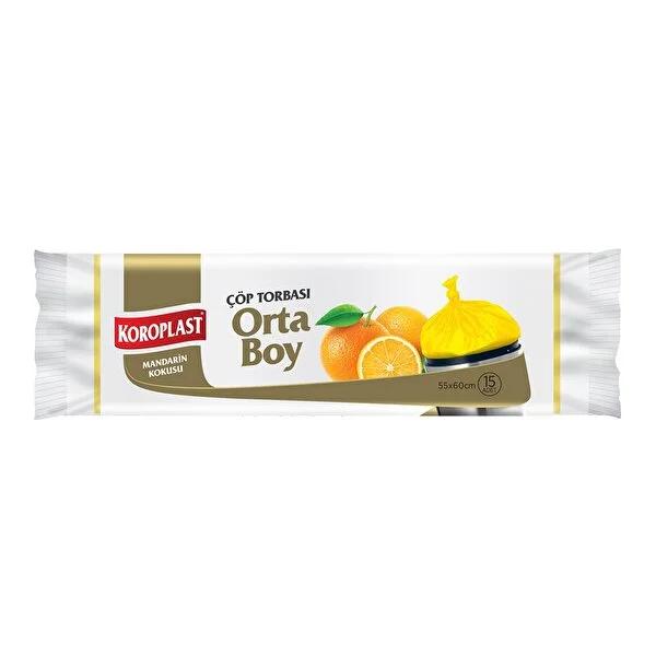 Koroplast Mandarin Scented Trash Bags: Medium Size, Recyclable, Odor Control - Freshen Your Kitchen with Fragrant Garbage Bags.