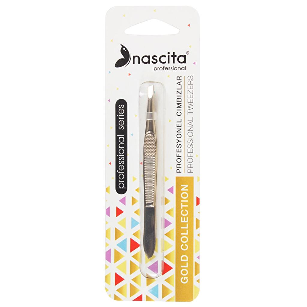 Nascita Gold 59 Slant Tip Tweezers for Precision Grooming