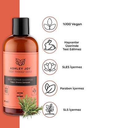 Ashley Joy Intensive Repair Shampoo: Strengthens, Moisturizes & Prevents Breakage - Rosemary & Plant-Based for Damaged, Weak Hair (13.53 fl oz)