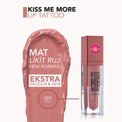 Flormar Kiss Me More: Long Lasting Liquid Matte Lipstick - Peach 004 | Transfer-Proof, Moisturizing, Highly Pigmented Lip Color
