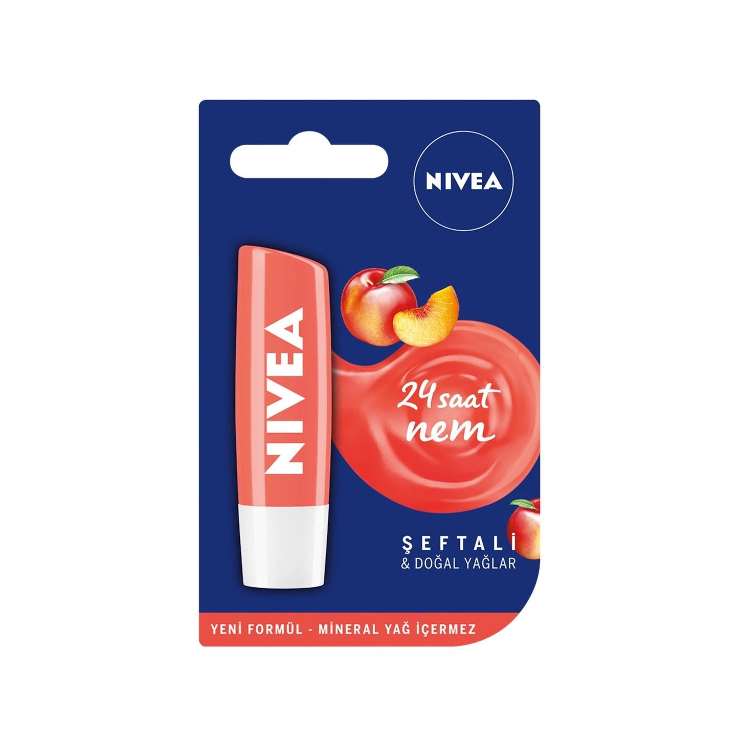 Nivea Peach Lip Care Cream 4.8g - Moisturizing & Protective Lip Balm