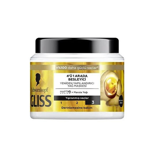 Gliss 4-in-1 Hair Care Mask - Nourishing Marula Oil Treatment for Damaged Hair, 13.53 fl oz