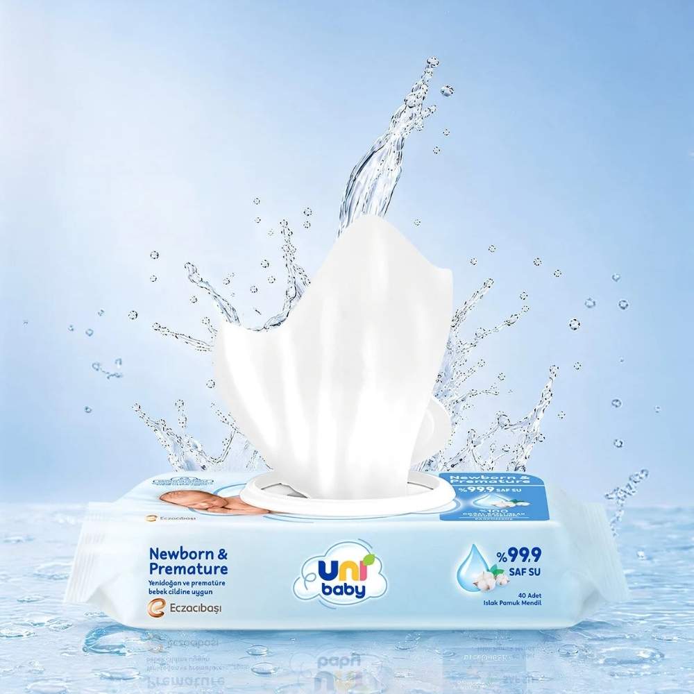 Uni Baby Newborn & Premature Wet Wipes for Sensitive Skin 40 Count