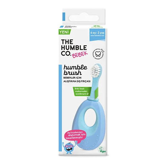 Humble Brush Baby Training Toothbrush Blue: Soft Bristles, Plant-Based, Gentle Oral Care for Infants & Toddlers (6-24 Months)