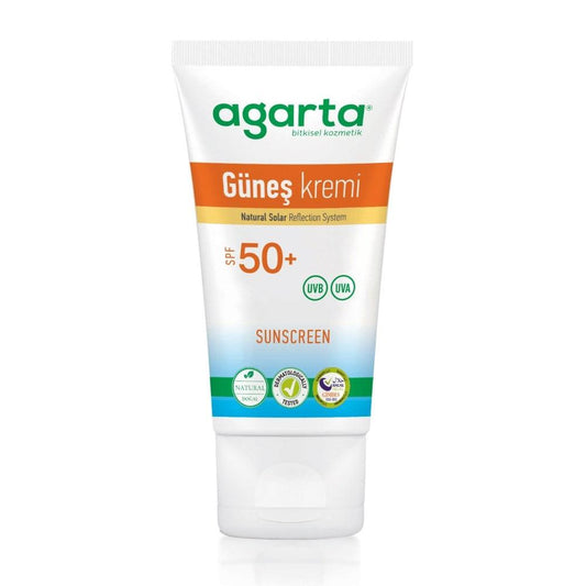 Agarta Natural Sunscreen Cream SPF 50+ for Adults and Children - Paraben-Free, 3.38 fl oz