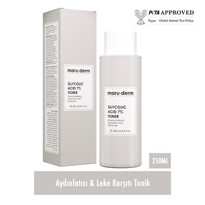 Maruderm 7% Glycolic Acid Toner: Exfoliating, Pore Minimizing, Anti-Aging Skincare - Renew Skin Tone & Texture, Paraben & SLS Free