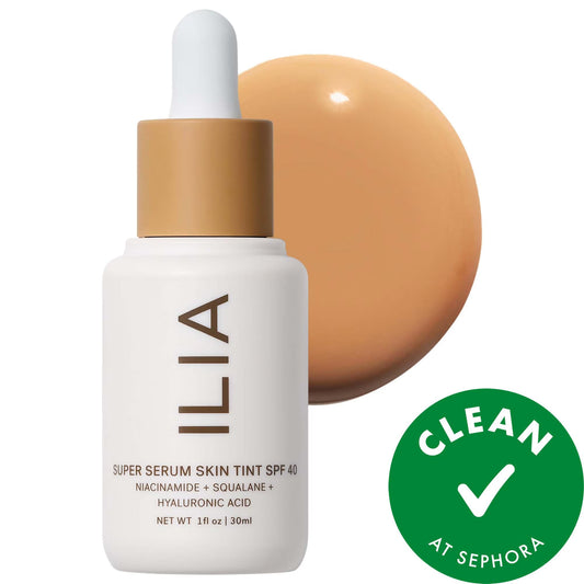 ILIA Super Serum Skin Tint SPF 40: Dewy Coverage, Hydrating Skincare Foundation with Hyaluronic Acid & Niacinamide - Vegan & Cruelty-Free