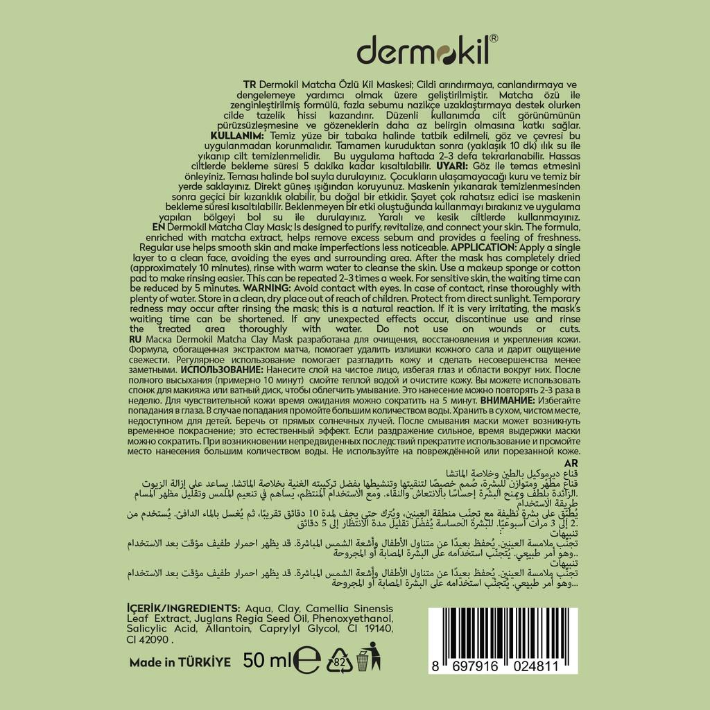Dermokil Matcha Clay Face Mask for Deep Cleansing 50 ml