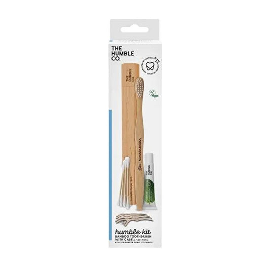 Humble Travel Oral Care Set - Eco-Friendly Bamboo Toothbrush, Natural Toothpaste & Sustainable Travel Accessories