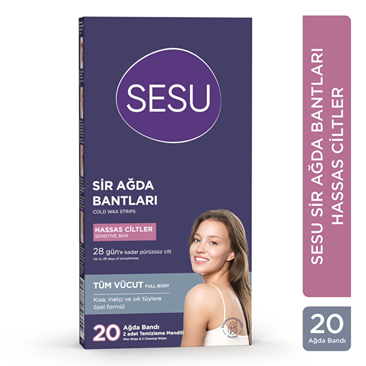 Sesu Sensitive Skin Wax Strips - Easy Hair Removal for Short Hair, Sugar-Free Formula