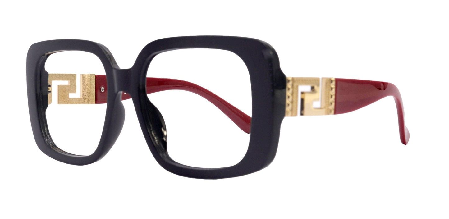 Verona, Oversized Reading Glasses, Red with black , Large Frame, High End Readers, Bifocal,  Reading Sunglasses, Trendy Style,  NY Fifth Avenue