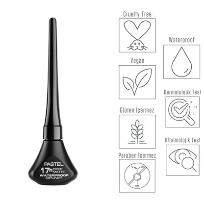 Pastel Waterproof Dipliner 01 Black: Long-Lasting, Smudge-Proof Black Matte Vegan Eyeliner for Effortless Eye Makeup