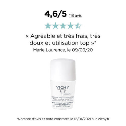 Vichy 48H Anti-Perspirant Roll-On Deodorant for Sensitive Skin