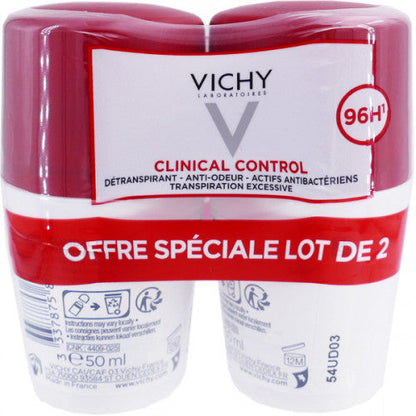 Vichy Clinical Control 48H Roll-On Deodorant - Pack of 2