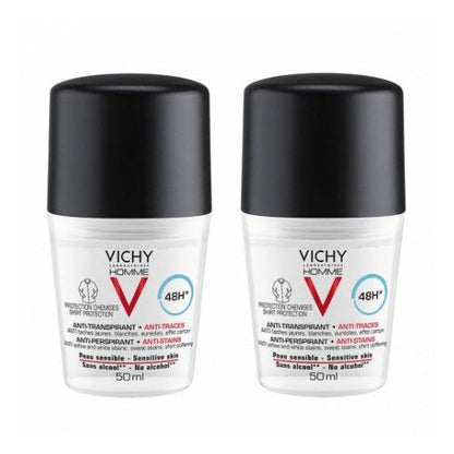 Vichy Homme 48H Anti-Trace Roll-On Deodorant Set of 2