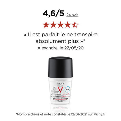 Vichy Homme 48H Anti-Trace Roll-On Deodorant Set of 2
