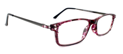 Vienna, (Bling) Women Reading Glasses W (Light Amethyst, Amethyst) +1.25 +3 (Tortoise Shell + Purple) NY Fifth Avenue