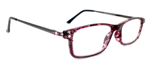 Vienna, (Bling) Women Reading Glasses W (Light Amethyst, Amethyst) +1.25 +3 (Tortoise Shell + Purple) NY Fifth Avenue