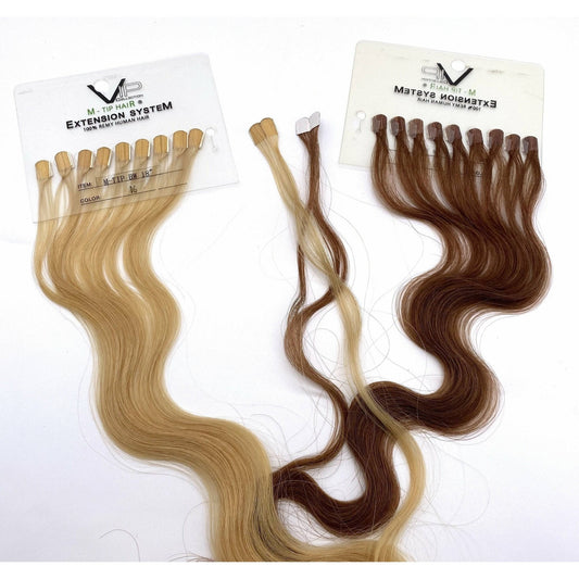 VIP M-Tip System Tape Hair Extensions 100 Strands Wavy 18" - Choose Color