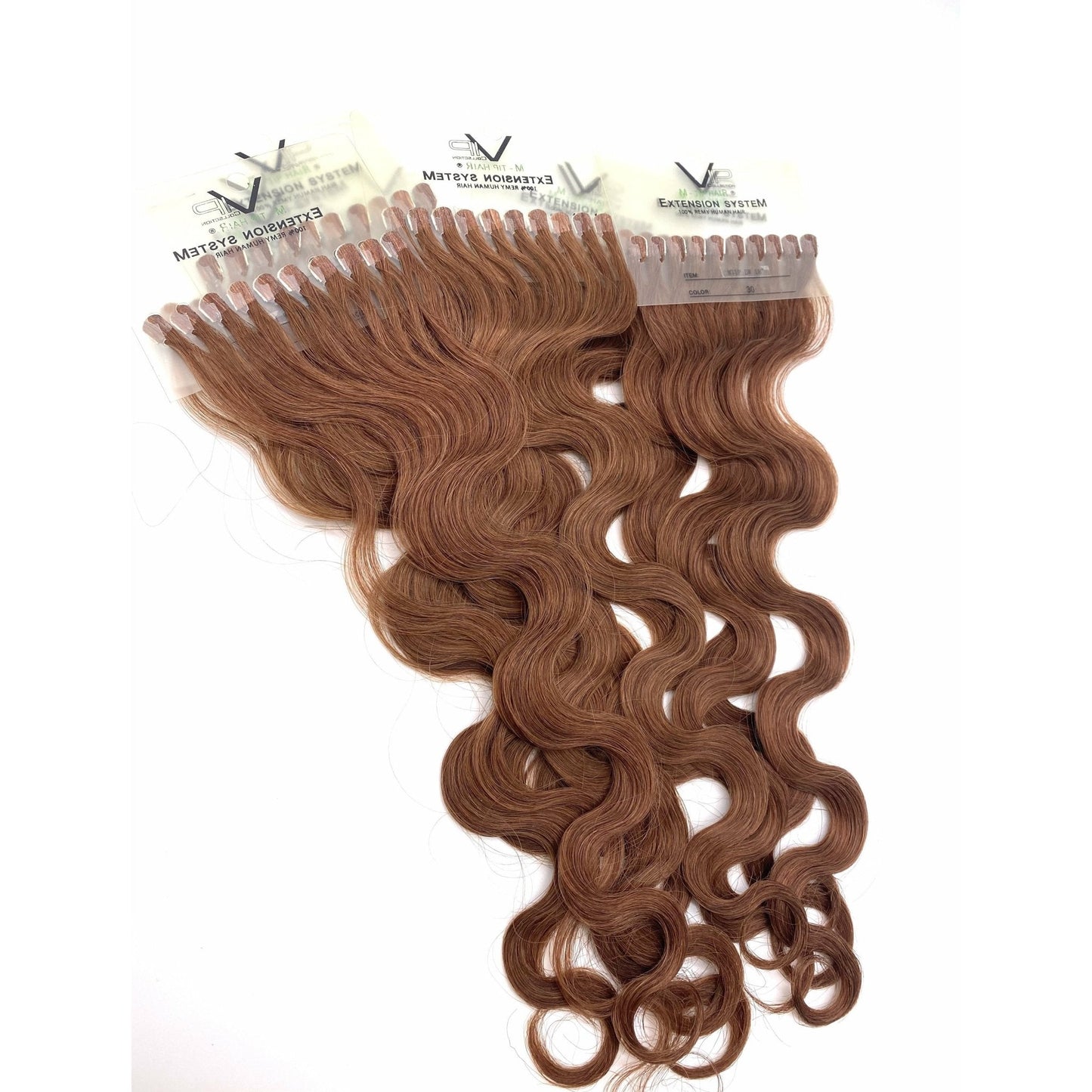 VIP M-Tip System Tape Hair Extensions 100 Strands Wavy 18" - Choose Color