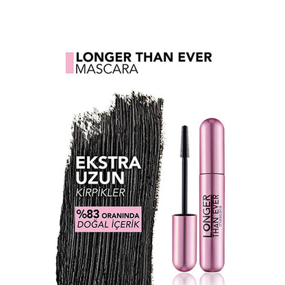 Flormar Longer Than Ever Black Lengthening Mascara: Nourishing Almond Oil & Vitamin E for Long-Lasting, Dramatic Lashes