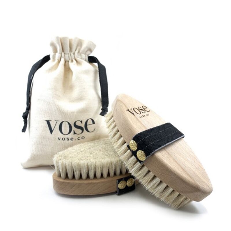 Vose Black Rose Natural Horsehair Body Brush for Smooth Skin