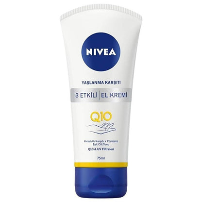 Nivea Anti-Aging Hand Cream with Q10 Formula - Moisturizing, UV Protection, Non-Greasy Hand Care for Dry Hands