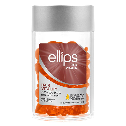 Ellips Hair Vitality Capsules: Argan Oil, Ginseng & Honey Infusion for Damaged Hair Repair, Shine & Growth - 50 Capsules