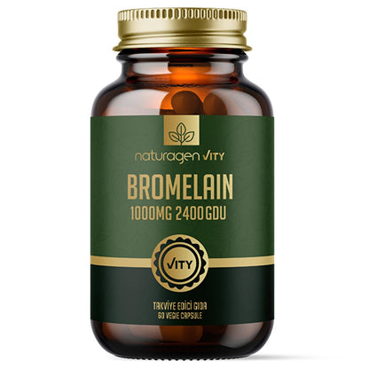 Naturagen Bromelain 1000mg - 2400 GDU, Natural Decongestant & Vegan Digestive Enzymes, Nasal Congestion & Gut Health Support, 60 Capsules