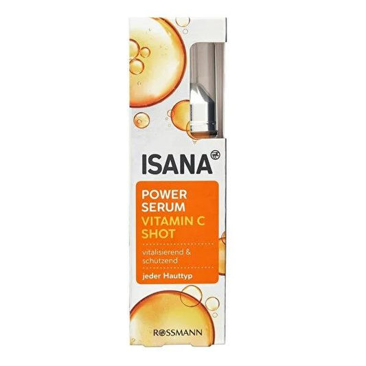 Isana Vitamin C Serum Shot - Anti-aging Skincare, Vegan, Hyaluronic Acid, 0.34 fl oz