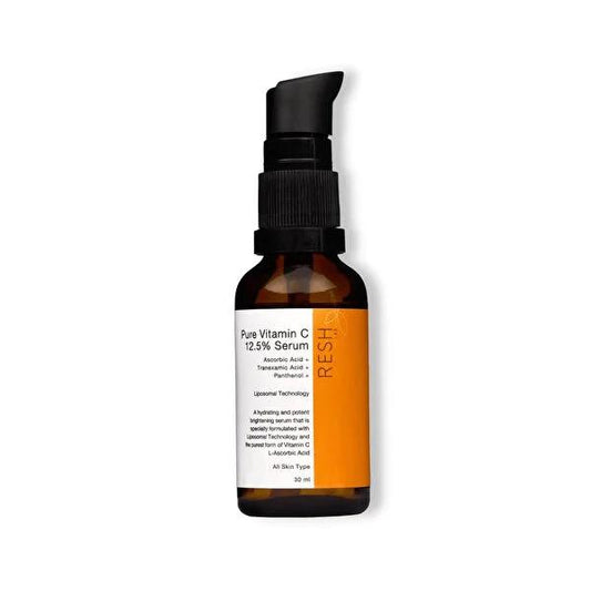 Resh Lab Vitamin C Serum 12.5% - Brighten, Hydrate & Fight Aging with L-Ascorbic & Hyaluronic Acid - Vegan & Cruelty-Free, 30ml