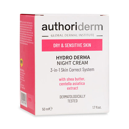 Authoriderm Night Cream for Dry, Sensitive Skin: Rejuvenating Shea Butter Formula - Even Skin Tone, Hydrating, 50ml