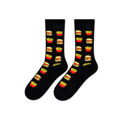 Carnaval Socks Fast Food Patterned Black Crew Socks 1 Pair