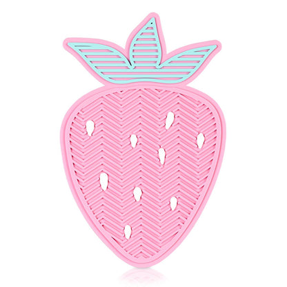 Eklips Strawberry Makeup Brush Cleaning Pad - Soft Silicone, Deep Cleansing, Portable Brush Cleaner for Flawless Skin