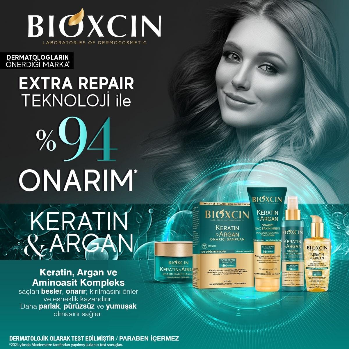 Bioxcin Keratin & Argan Hair Repair Cream - Nourishing, Anti-Hair Loss, Hypoallergenic Hair Care