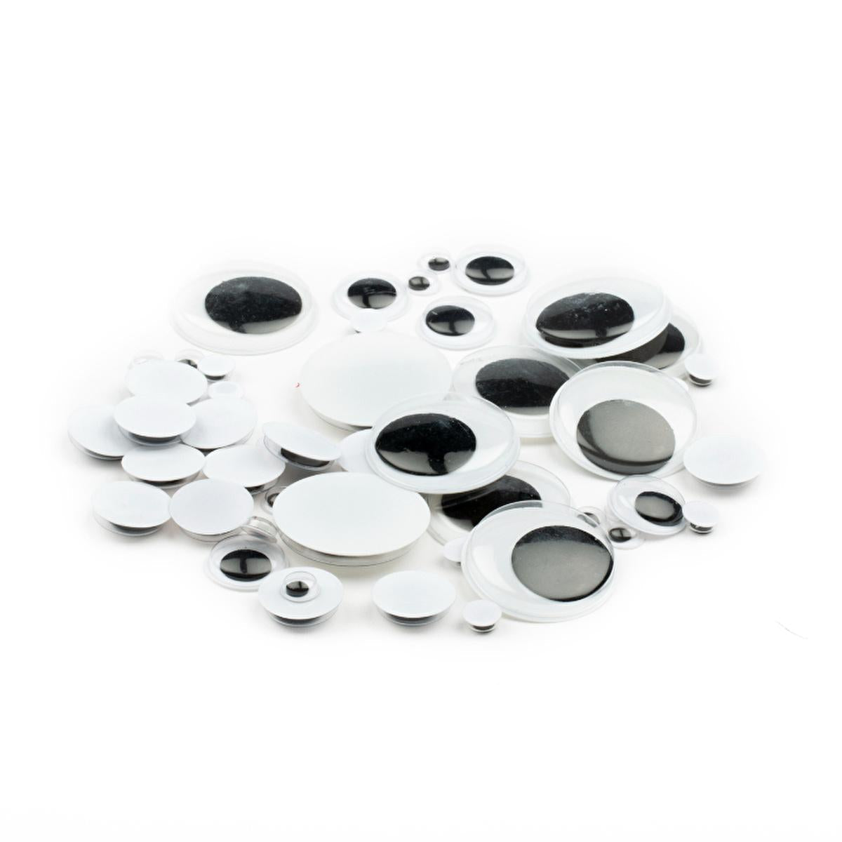Lino Oynar Craft Eyes - 50 Pack Mixed Black & White Wiggle Eyes for DIY Crafts & Toys