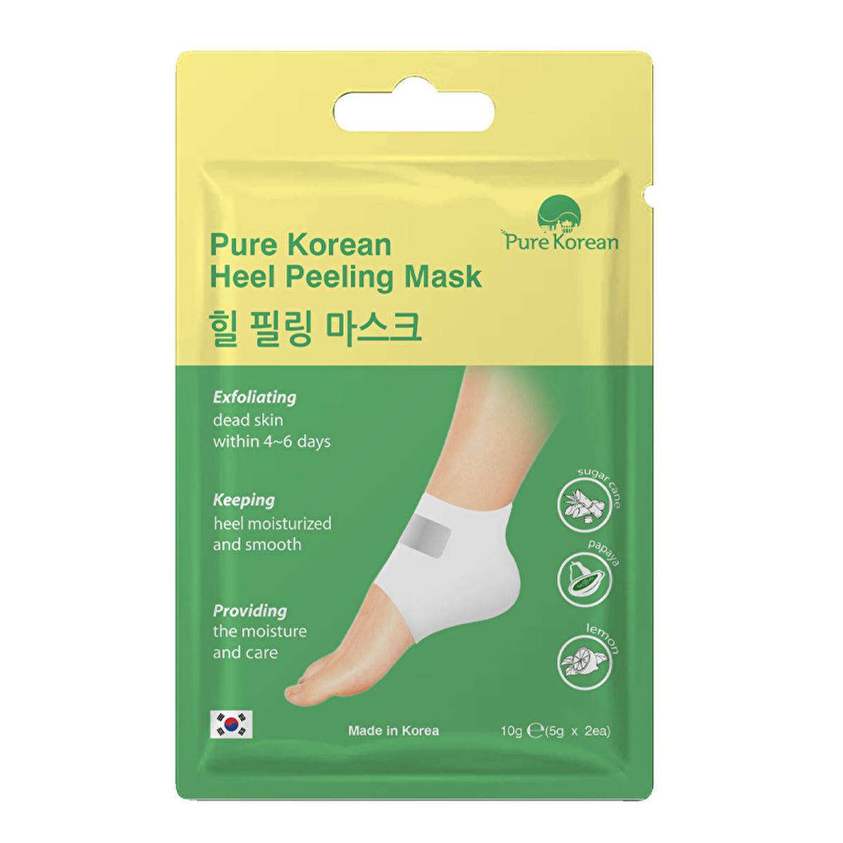 Pure Korean Heel Peeling Mask: Exfoliate Dry, Cracked Feet for Soft, Smooth Heels - Dead Skin Remover Foot Treatment with Papaya & Lemon Extracts
