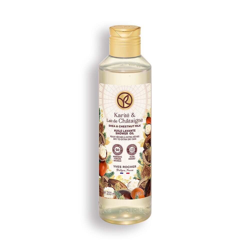 The Body Shop Shower Oil with Shea Butter and Chestnut Milk - Moisturizing, Gentle Cleansing Shower Gel for Dry Skin